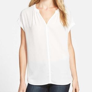 Ivory split neck tee